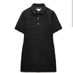 ZARA Black Tweed Dress Short Sleeve